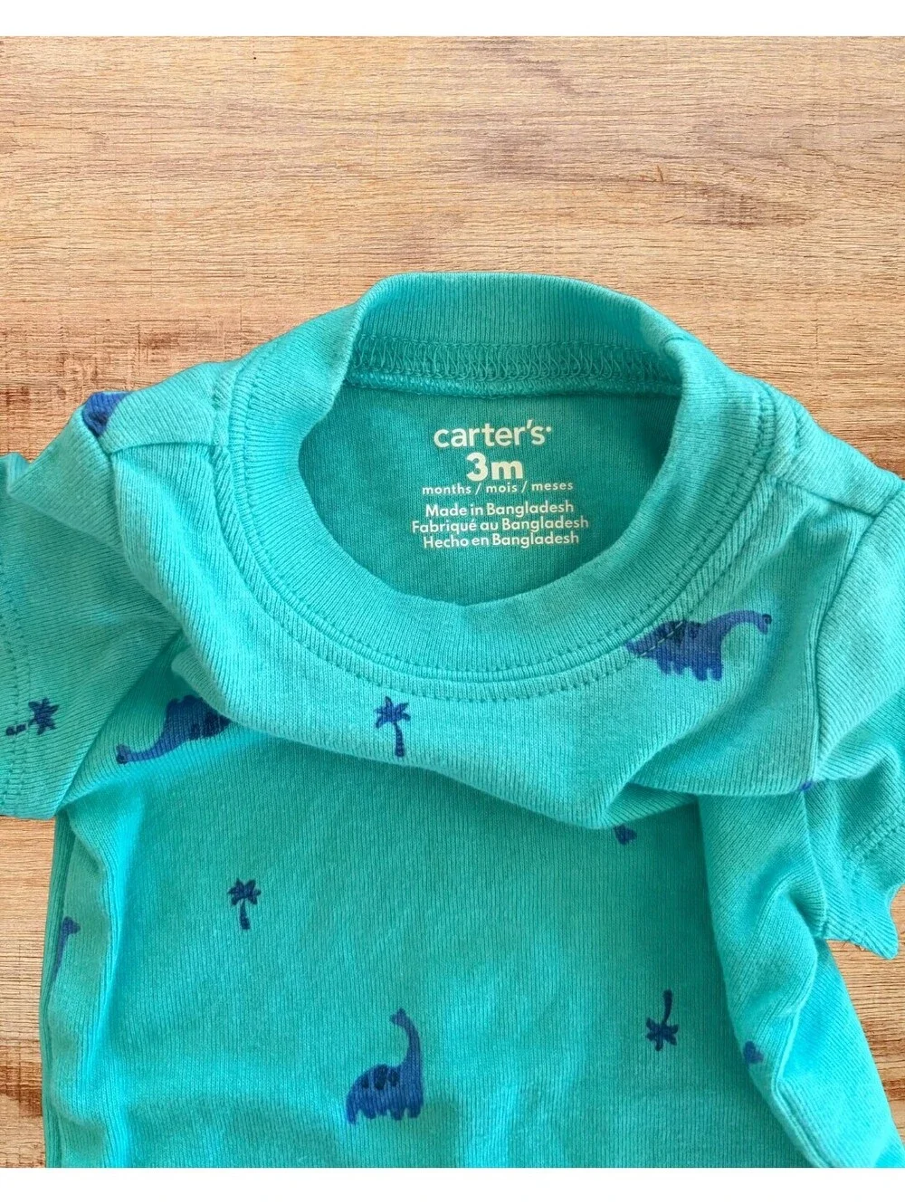 Carter's Blue Dinosaur Print Bodysuit 3 Months Short Sleeve Baby One Piece